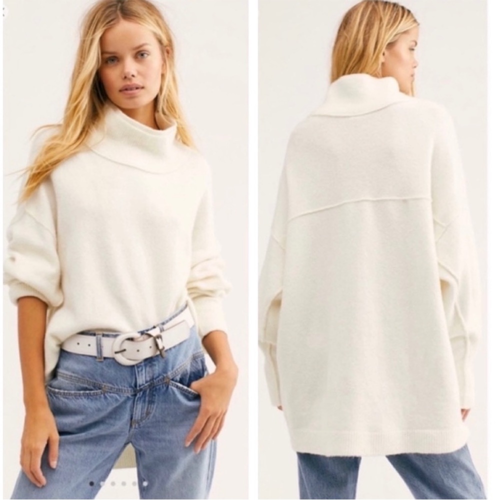 Free People White Turtleneck Sweater